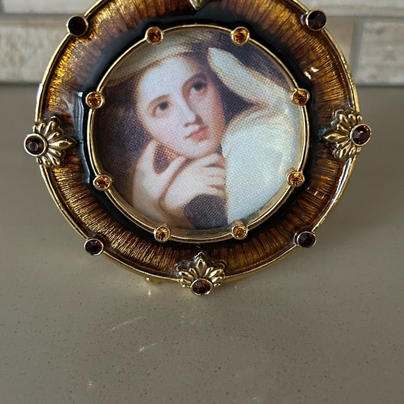 JAY STRONGWATER Rhinestone  Crystal Gold Enamel Round Picture Frame - Picture 6 of 7